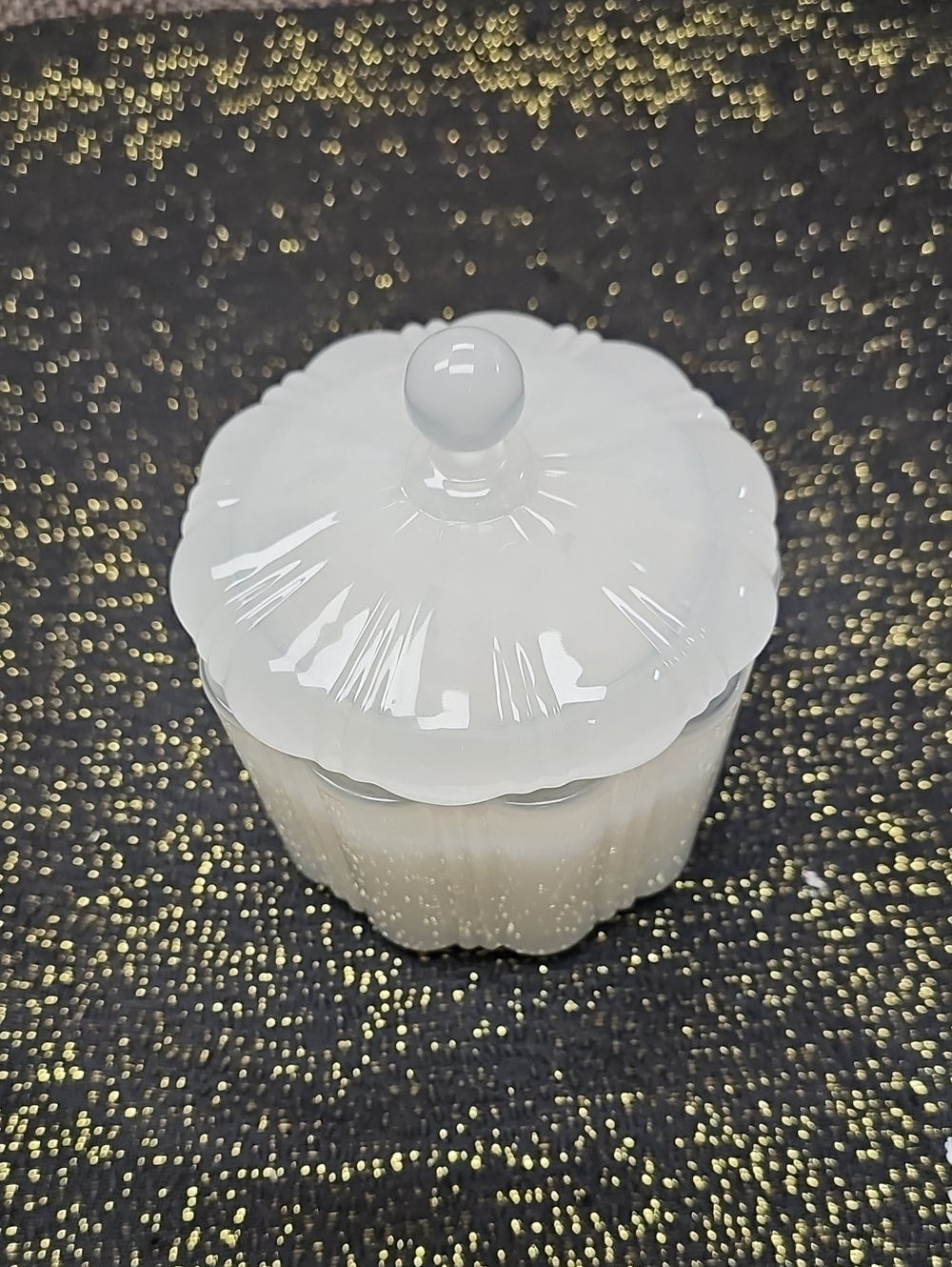 Vanilla & Sweet Pumpkin Classic White Milk Glass Lidded Trinket Jar